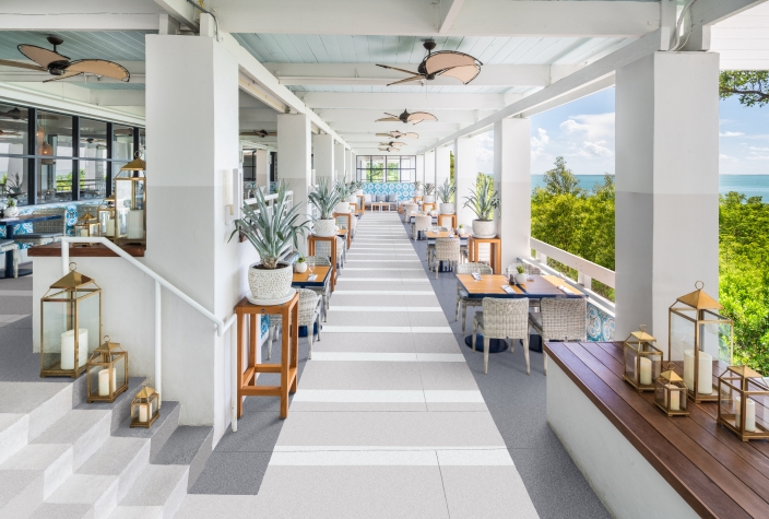 The outdoor dining area at Calusa Terrace