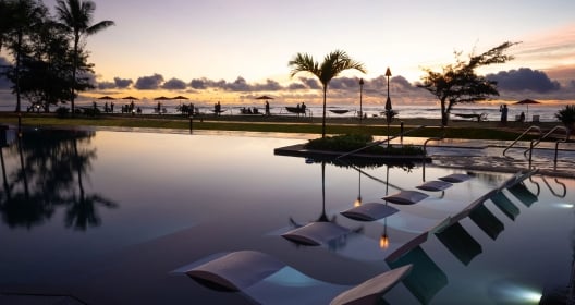 hawaiian lux pool at dusk