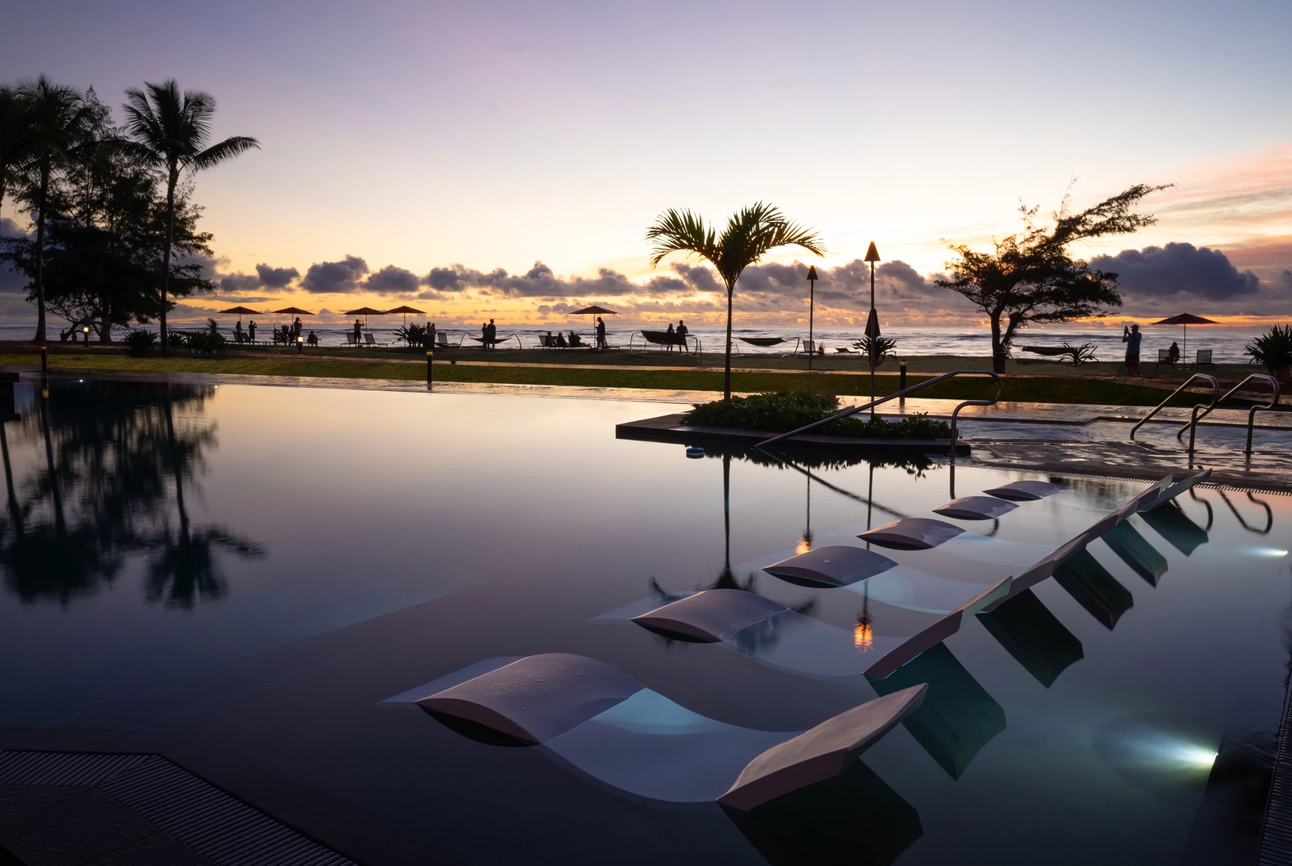 hawaiian lux pool at dusk