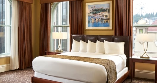 grand hotel room with large bed