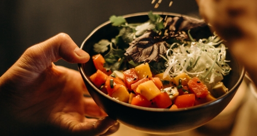 Bowl with salad inside