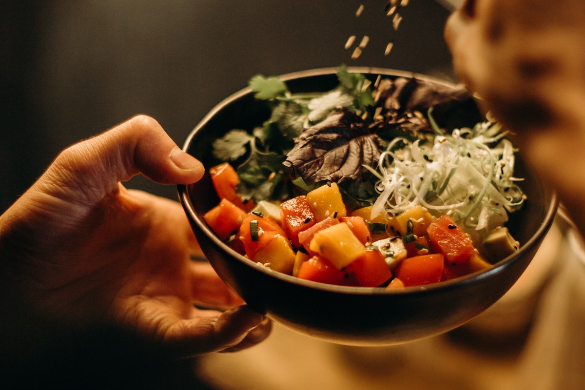 Bowl with salad inside