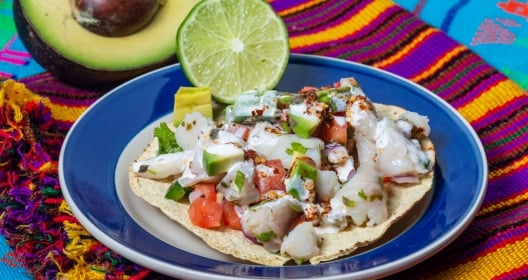 Mexican fish ceviche with crispy fried tortillas