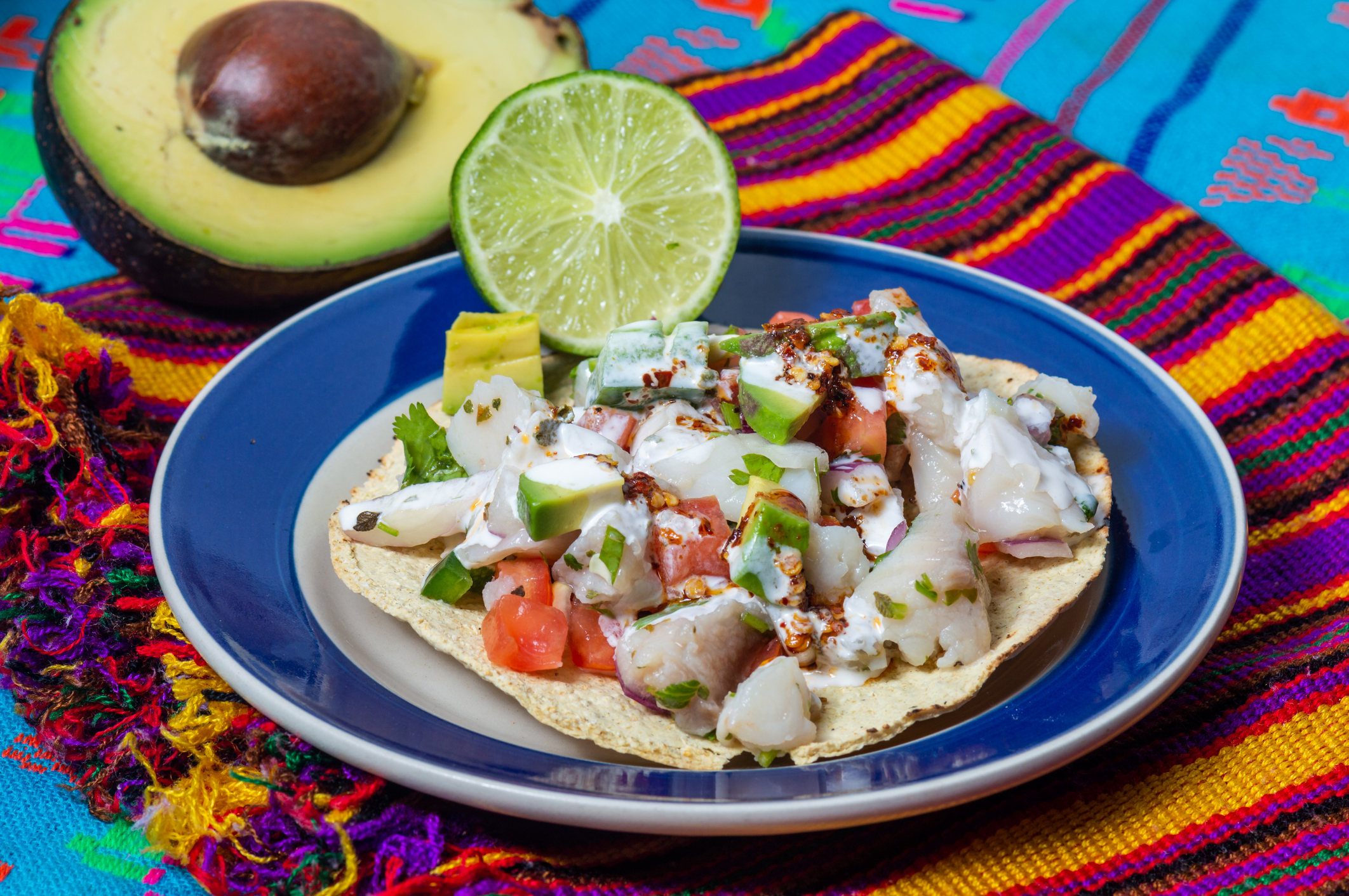 Mexican fish ceviche with crispy fried tortillas