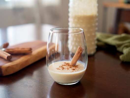 A glass of Coquito