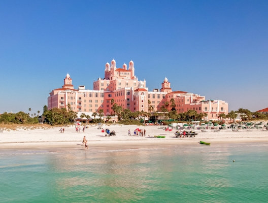 pink palace on beach