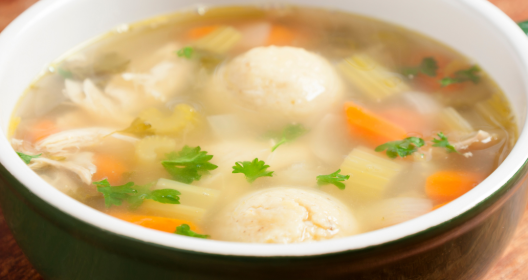 A bowl of Matzo Ball soup